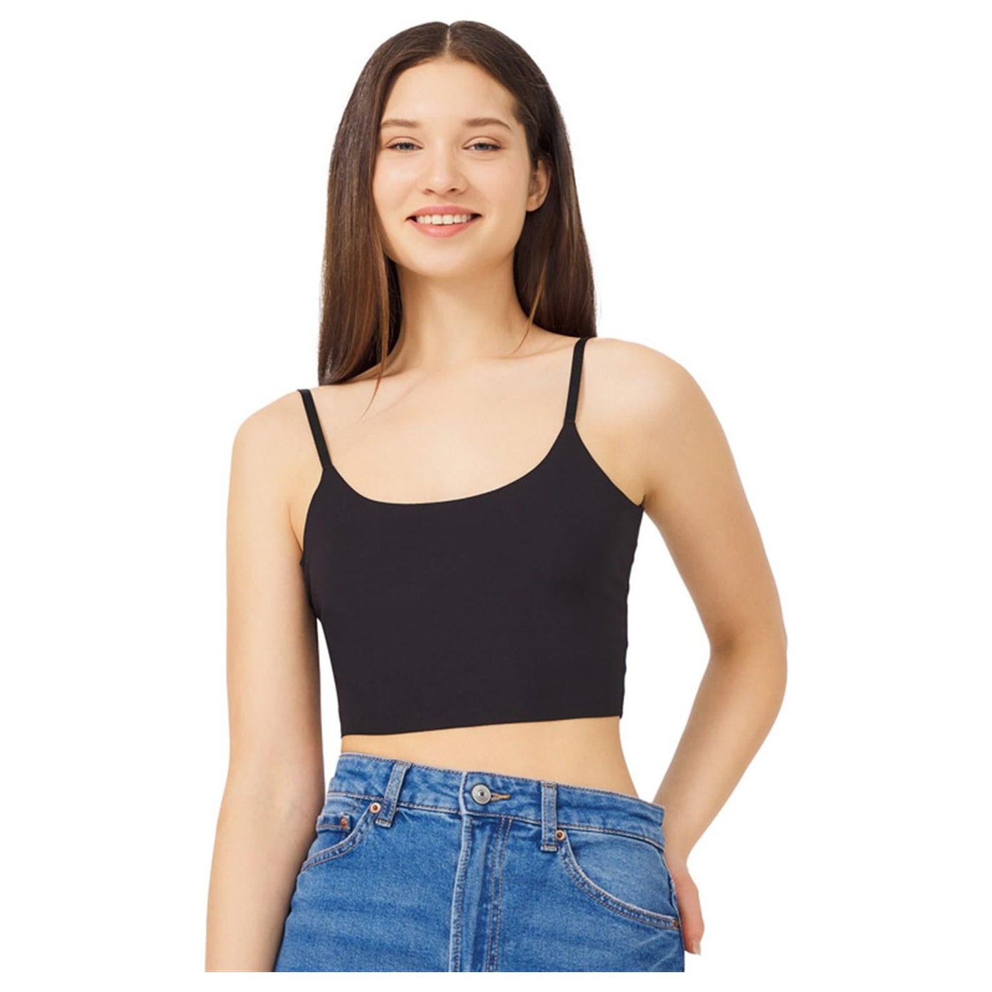 Seamless Bustier Crop Top with Adjustable Thin Straps